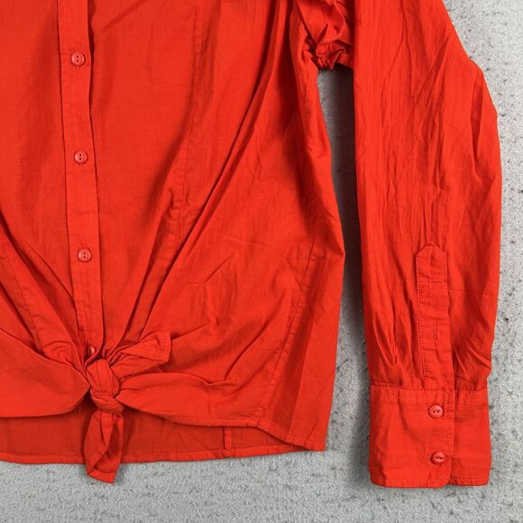 NWT Current Elliott The Asley Poinciana Orange Long Sleeve Button Up Blouse 2 - Picture 4 of 16